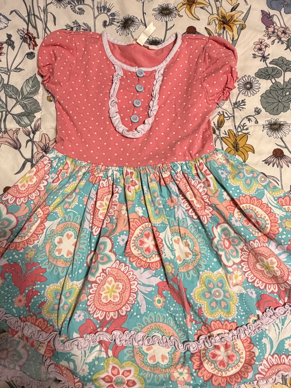 Matilda Jane Coral & Aqua Floral Twirl Dress